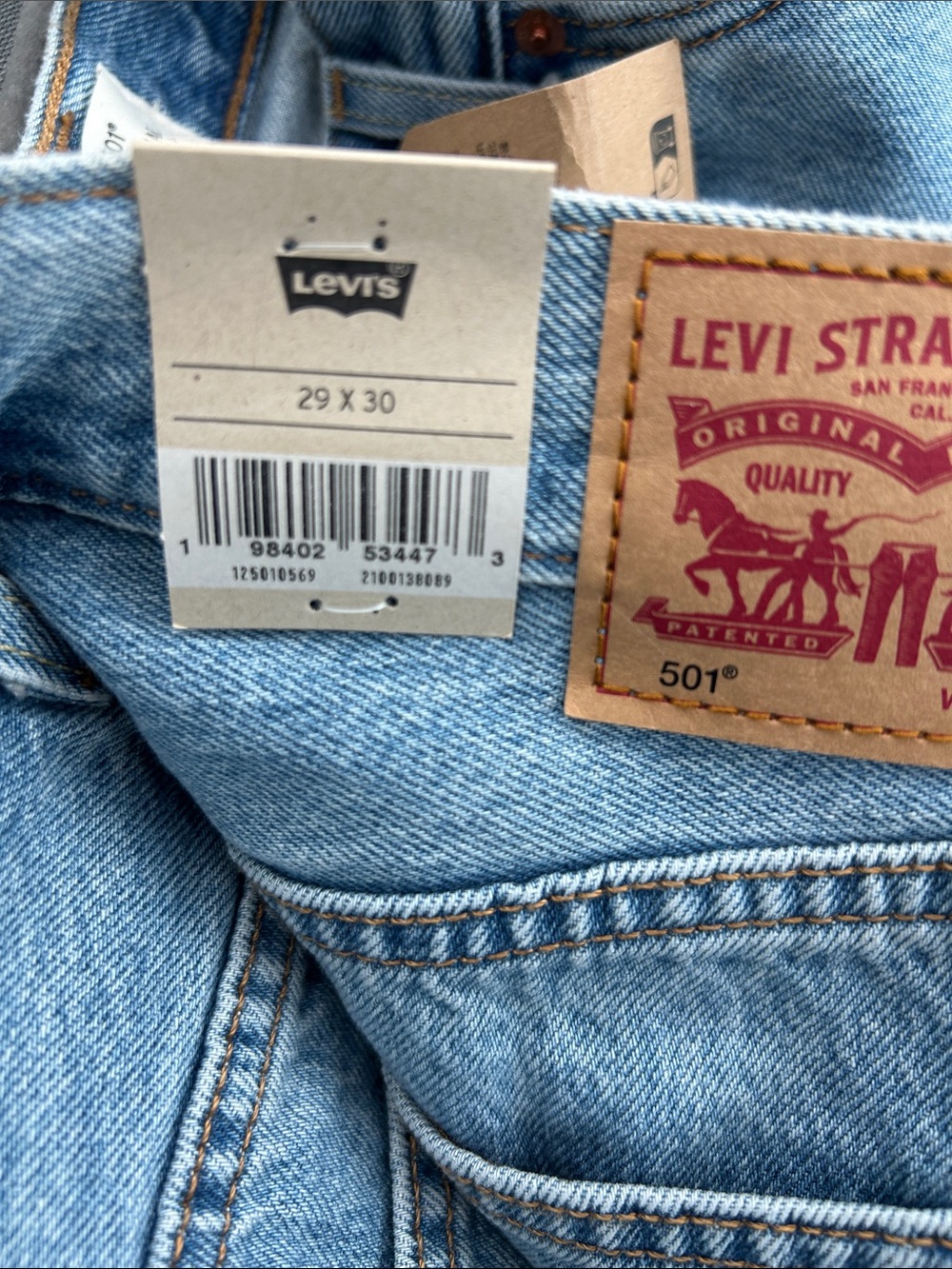 Levi's 501 Original Light Blue Distressed Straight Jeans - Picture 9 of 14